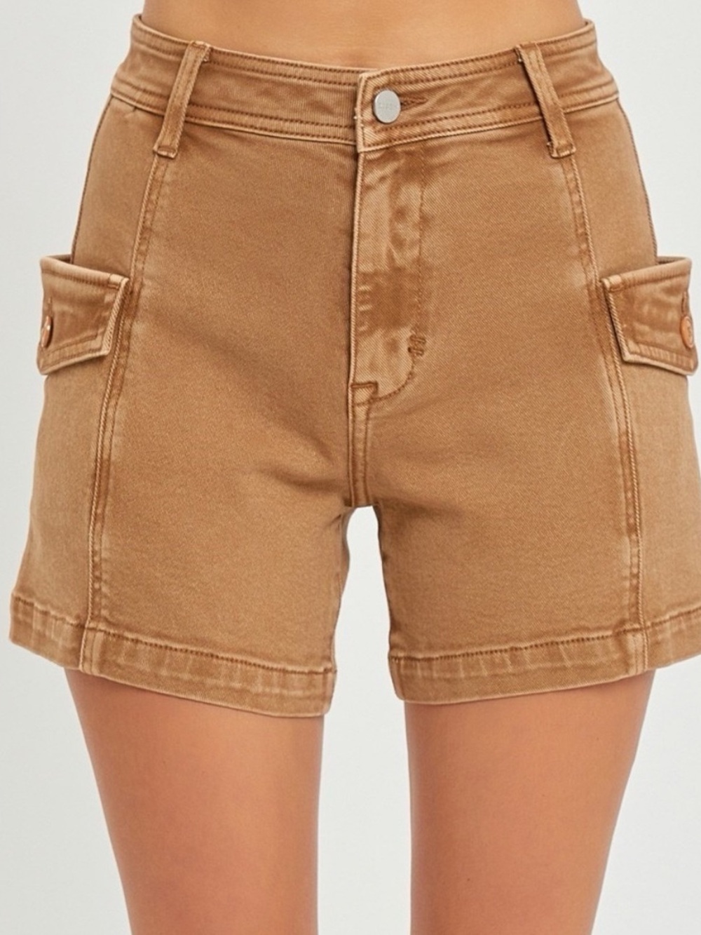 NWT🤎Risen High-Rise Cargo Shorts with Flap Pockets Small Cocoa
